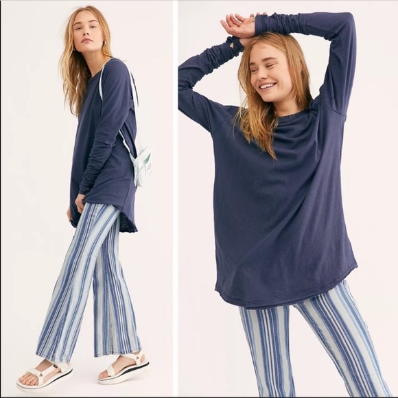 NWT Free People We The Free Arden Tee - Navy - Picture 2 of 10